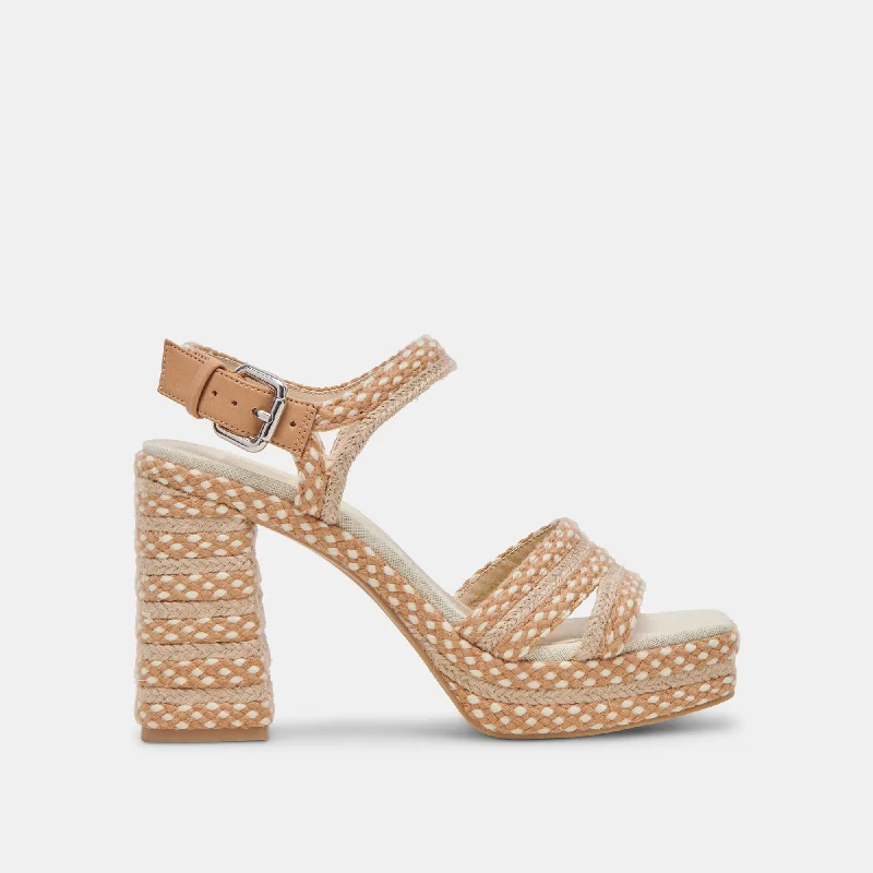 Stiletto Heel Pumps with Perfect Fit--ARNELA HEELS NATURAL MULTI WOVEN-Fashionable & Classic