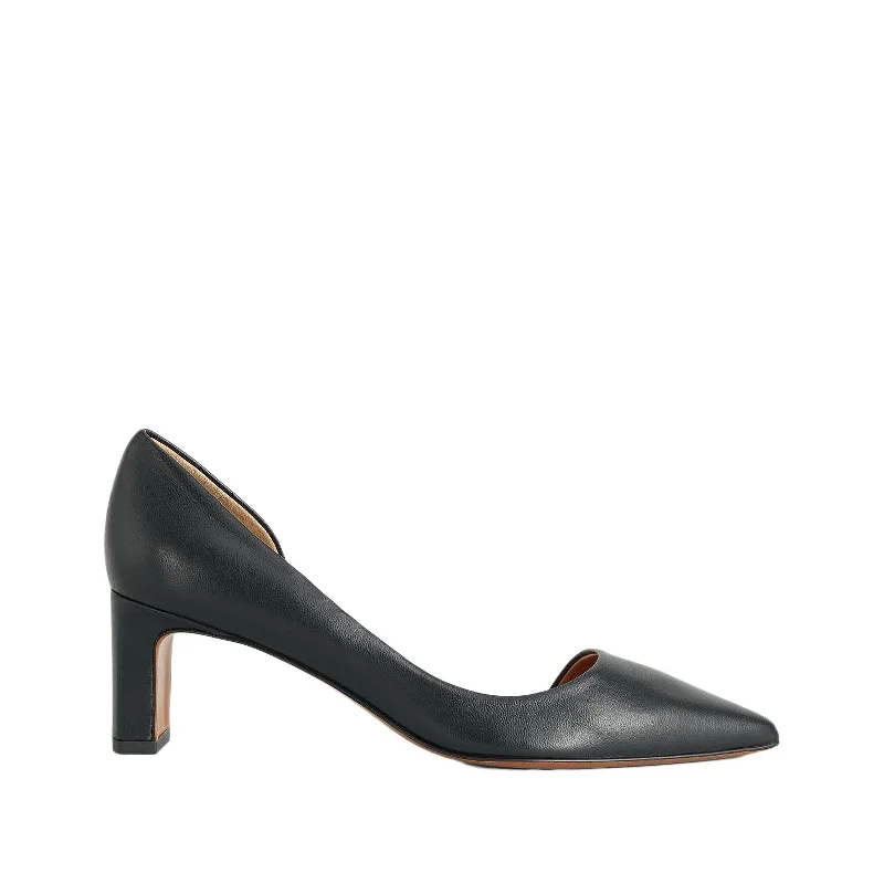 Carmiano Black Nappa Shoes---Fashionable Kitten Heels for Date Night