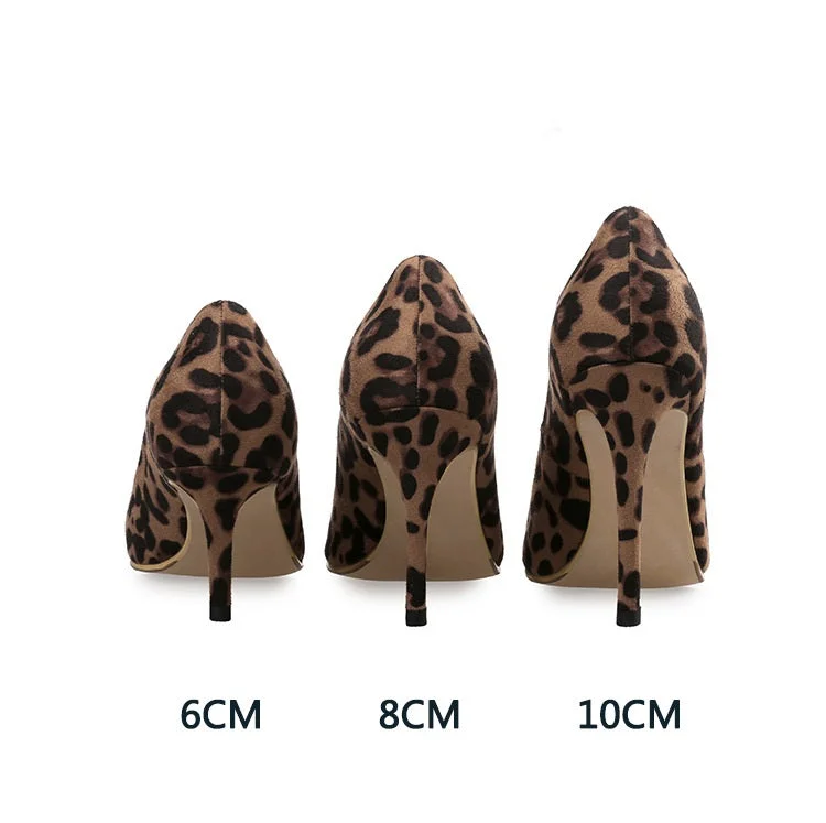 Stiletto Heel Pumps with Perfect Fit--Autumn Sexy Leopard Women Shoes High Heels 6-10CM Elegant Office Pumps Shoes Women Animal Print Pointed Toe Luxury Singles Shoes-Fashionable & Classic