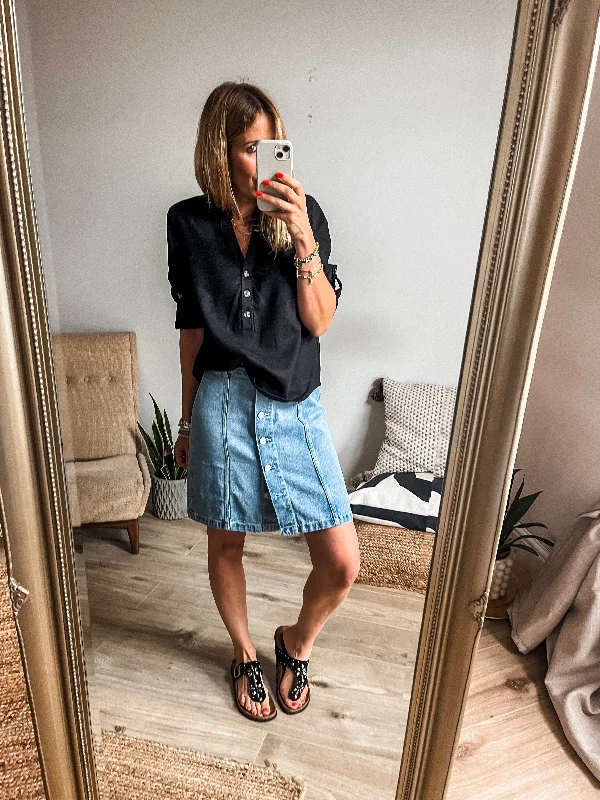 Women's reversible denim skirts for versatile fashion -b.young Kristy Denim Skirt PREMIUM BRAND Women's reversible denim skirts for versatile fashion -b.young Kristy Denim Skirt PREMIUM BRAND