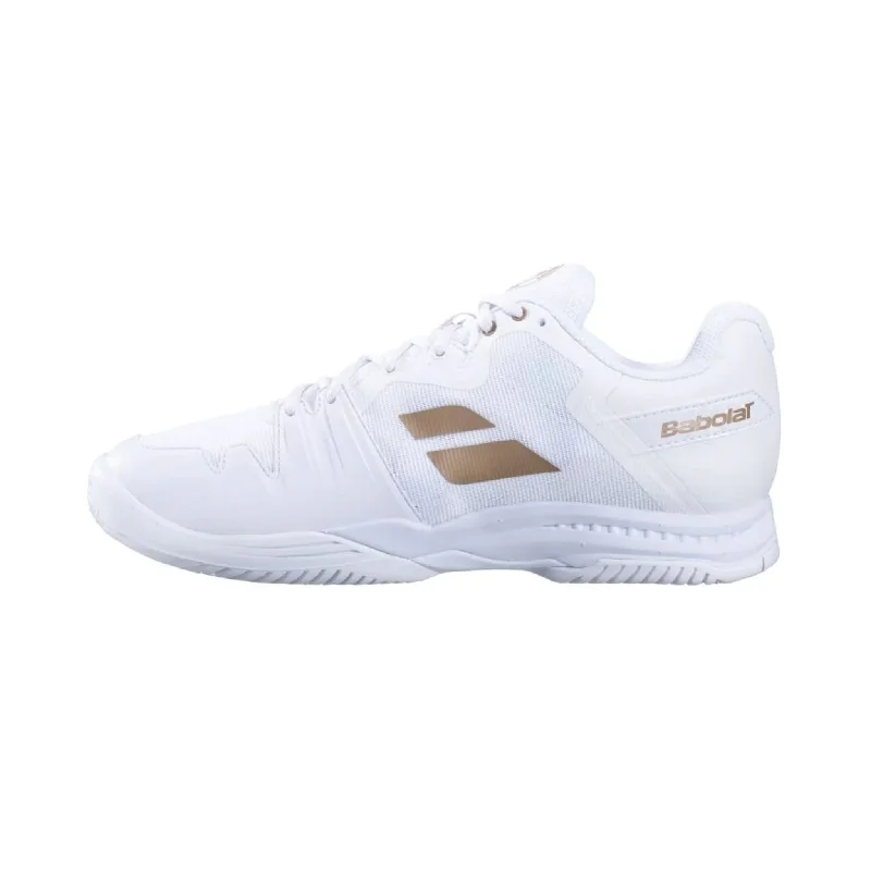 Versatile Heeled Sandals for Any Occasion---Babolat SFX3 All Court Wimbledon Women's Shoes [White/Gold]