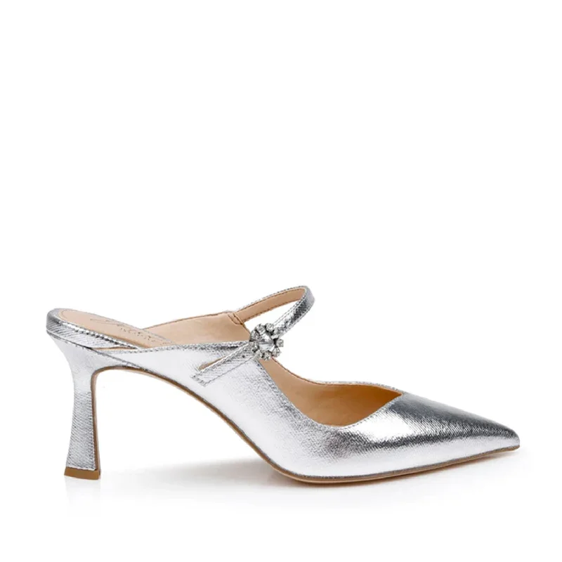 Badgley Mischka Women's Kaylin in Silver---Fashionable Kitten Heels for Date Night