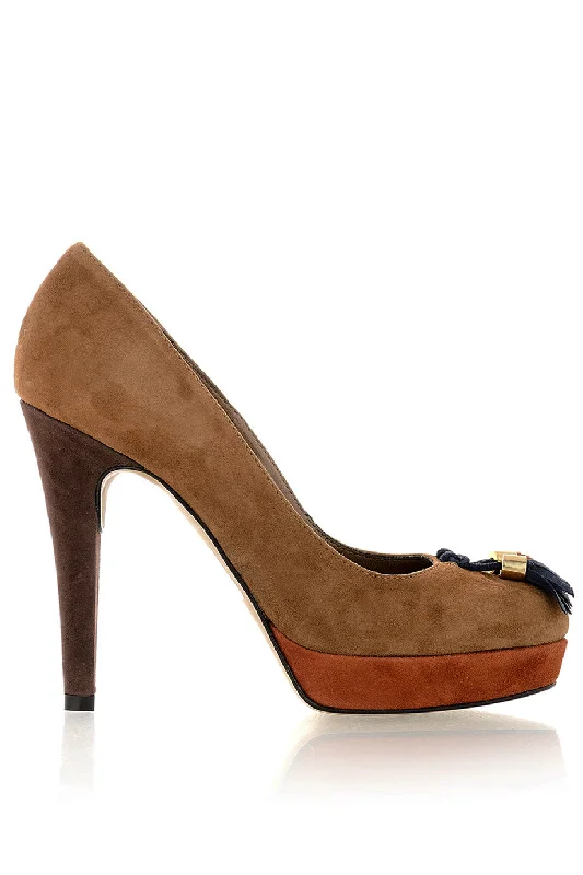 Affordable Suede Ankle Pumps for All-Day Wear--BARBARA BUCCI MAIRA Brown Suede Pumps