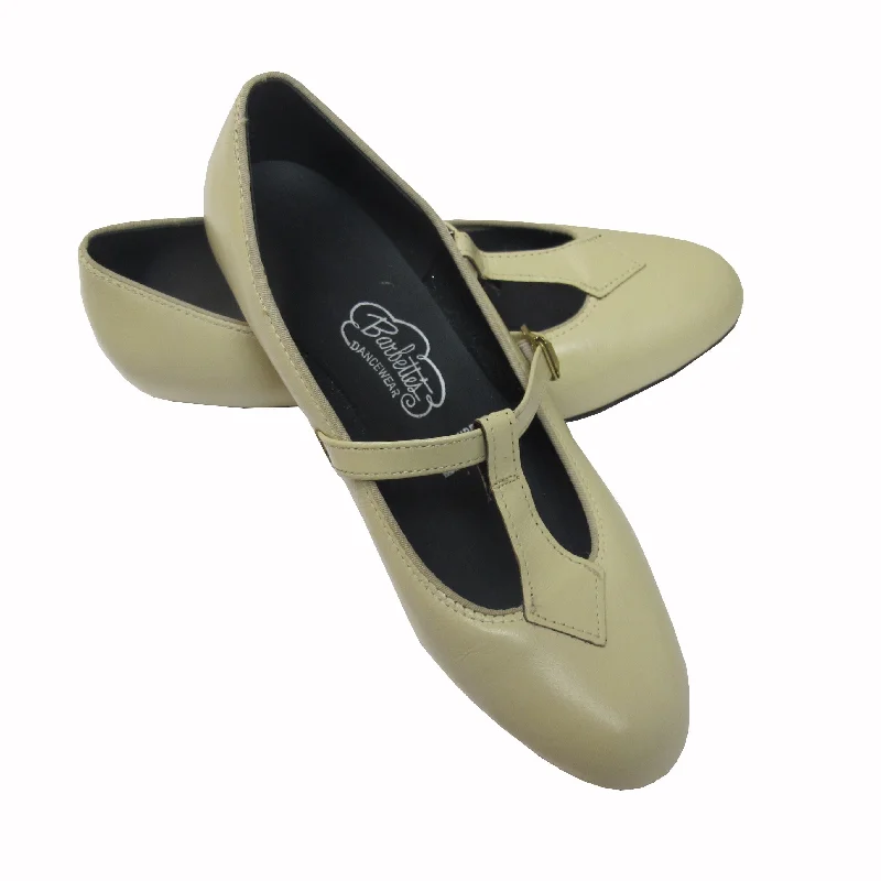 Lebo: Hi-Stepper: Bone Leather | 0.5" Tapered Edge---Comfortable Leather Pumps for Office and Everyday Wear