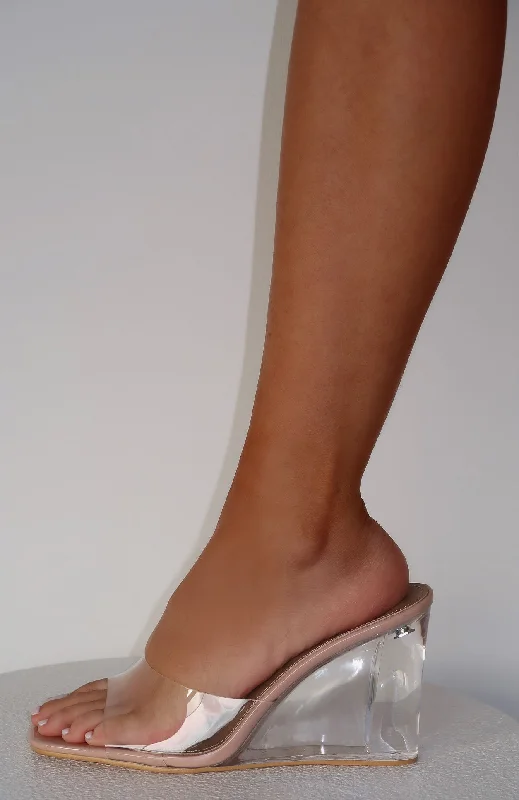 Stiletto Heel Pumps with Perfect Fit--Barely There Wedges Nude Patent-Fashionable & Classic