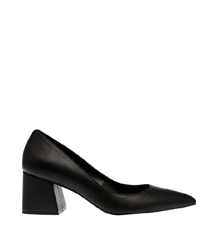 BAYLEIGH BLACK LEATHER---Comfortable Leather Pumps for Office and Everyday Wear