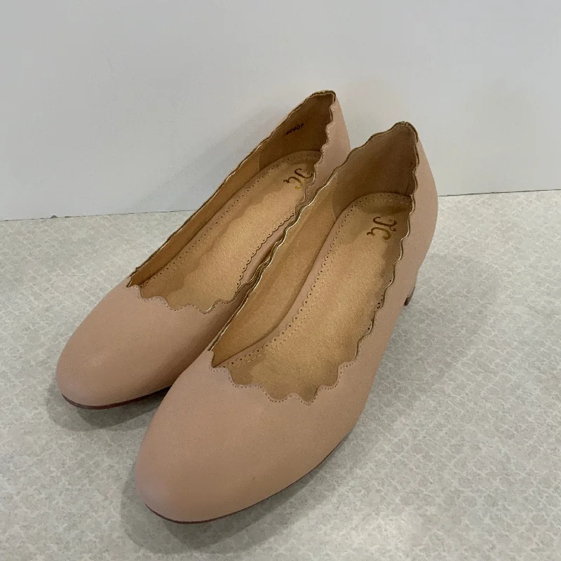 Beige Shoes Heels Block Journee, Size 7.5---Fashionable Kitten Heels for Date Night