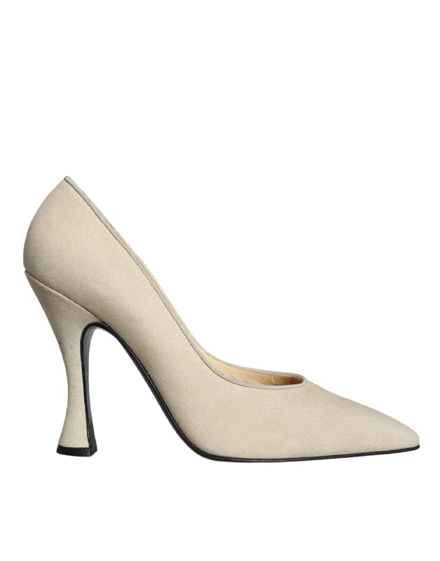 Affordable Suede Ankle Pumps for All-Day Wear--Beige Suede Leather High Heels Pumps Shoes