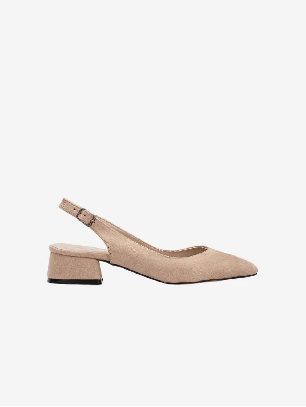 Affordable Suede Ankle Pumps for All-Day Wear--Emma Women's Suede Slingback Shoes | Beige