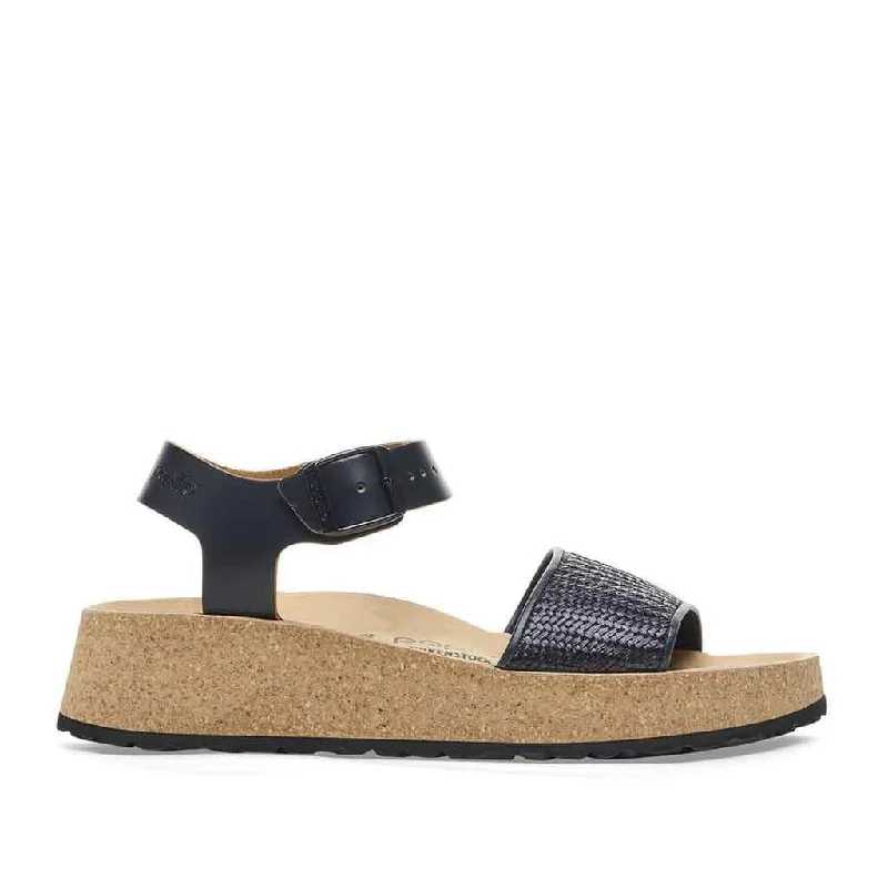 Versatile Heeled Sandals for Any Occasion---Birkenstock Glenda Raffia - Black