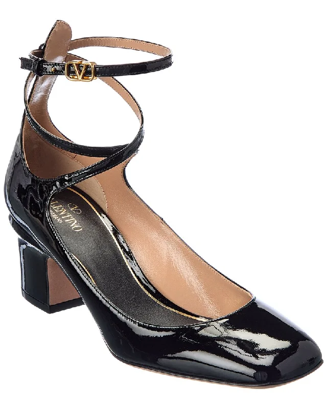 Sleek and Shiny Patent Pump Heels for a Polished Look--Valentino Vlogo Tan-Go 60 Patent Pump