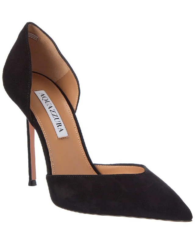 Affordable Suede Ankle Pumps for All-Day Wear--Aquazzura Uptown 105 Suede Pumps