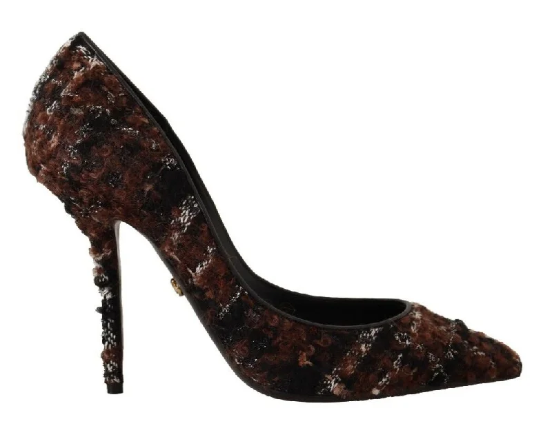 Dolce & Gabbana Elegant Multicolor Tweed Women's Pumps---Fashionable Kitten Heels for Date Night