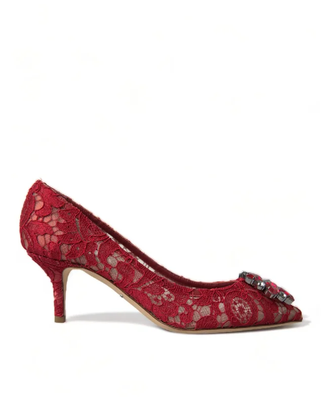 Dolce & Gabbana Crystal Embellished Lace Heels---Chic Embellished Pumps for a Glamorous Look