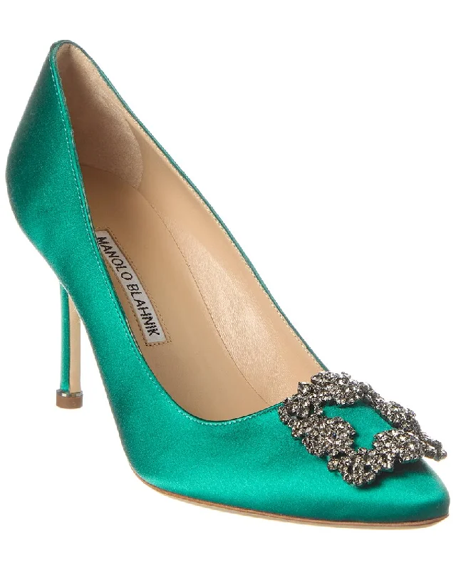 Manolo Blahnik Hangisi 90 Satin PumpAffordable Satin Heels with a Luxe Touch