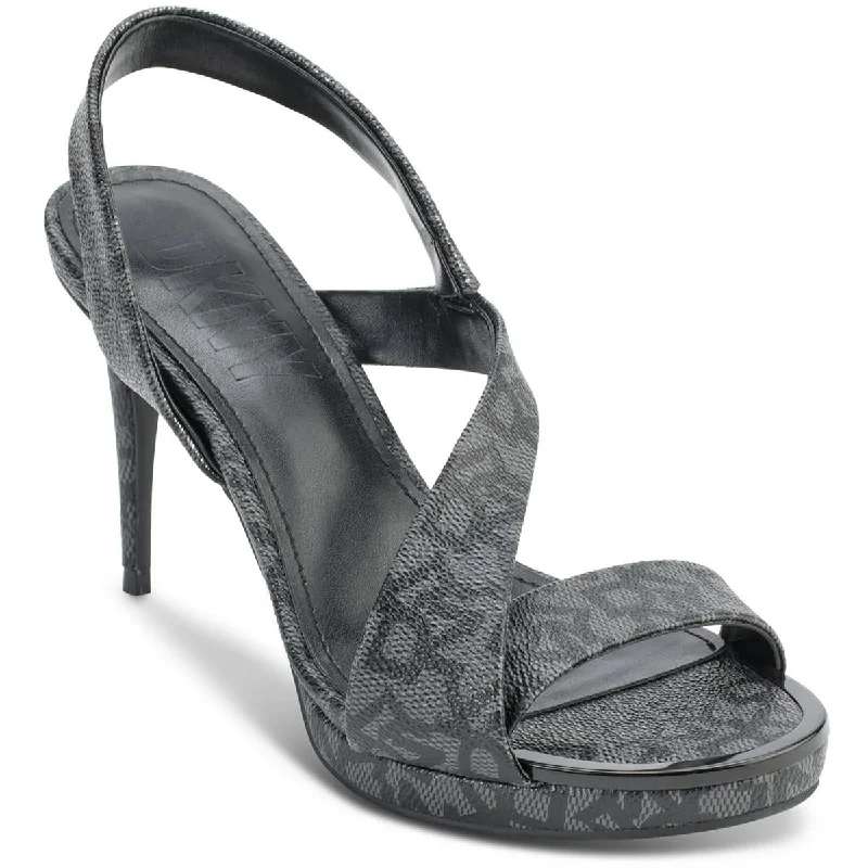 Diva Womens Faux Leather Logo Slingback Heels---Comfortable Leather Pumps for Office and Everyday Wear