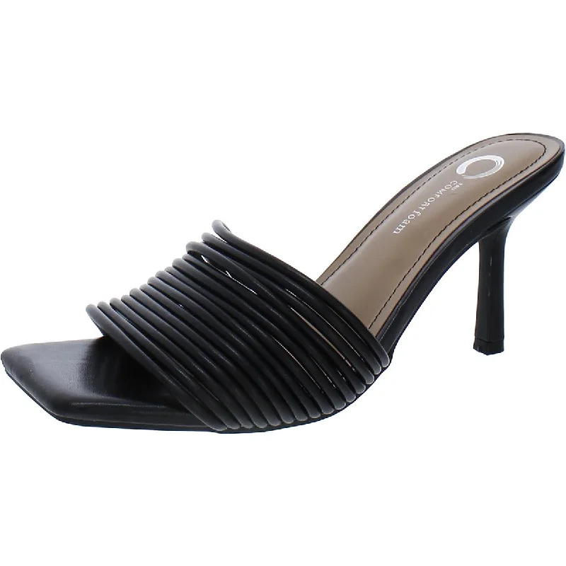 Womens Faux Leather Square Toe Pumps---Durable Square Toe Block Heels for Everyday Use