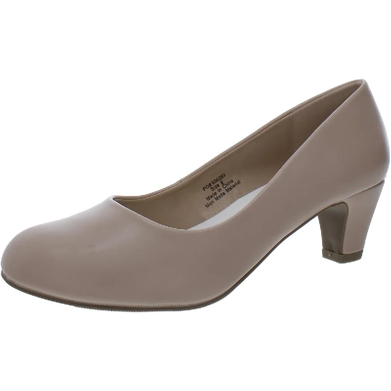 Womens Faux Leather Closed Toe Pumps---Comfortable Leather Pumps for Office and Everyday Wear