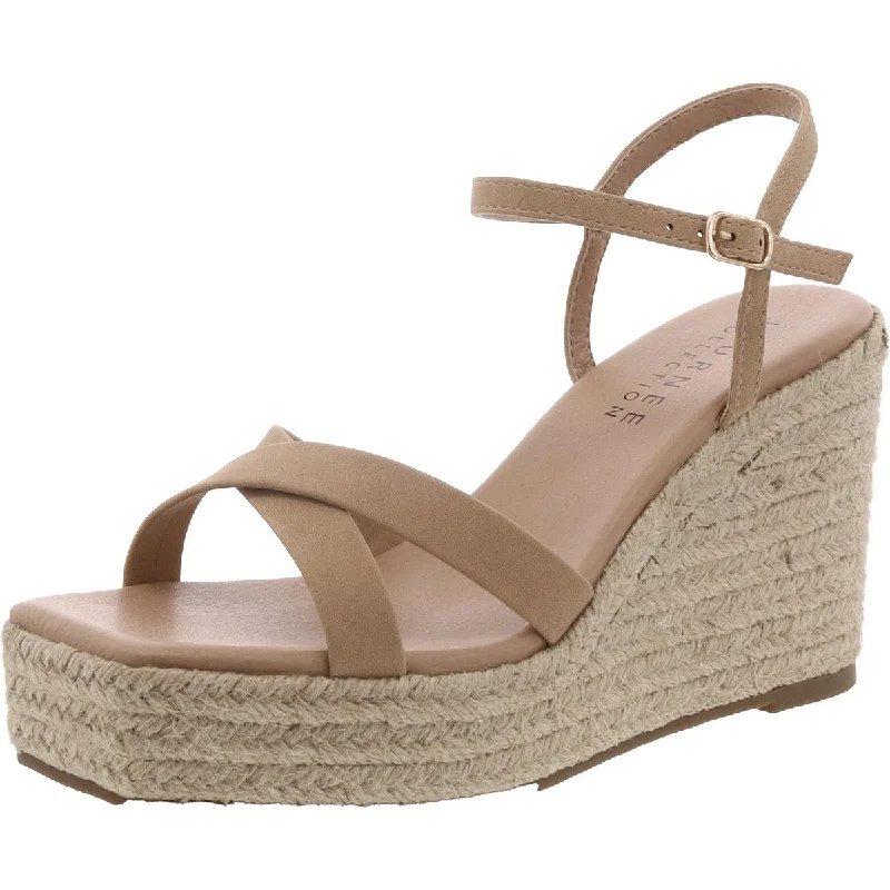 Affordable Suede Ankle Pumps for All-Day Wear--Raniya Womens Faux Suede Buckle Espadrille Heels