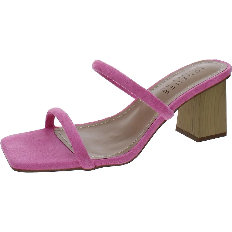 Womens Faux Suede Square Toe Pumps---Durable Square Toe Block Heels for Everyday Use