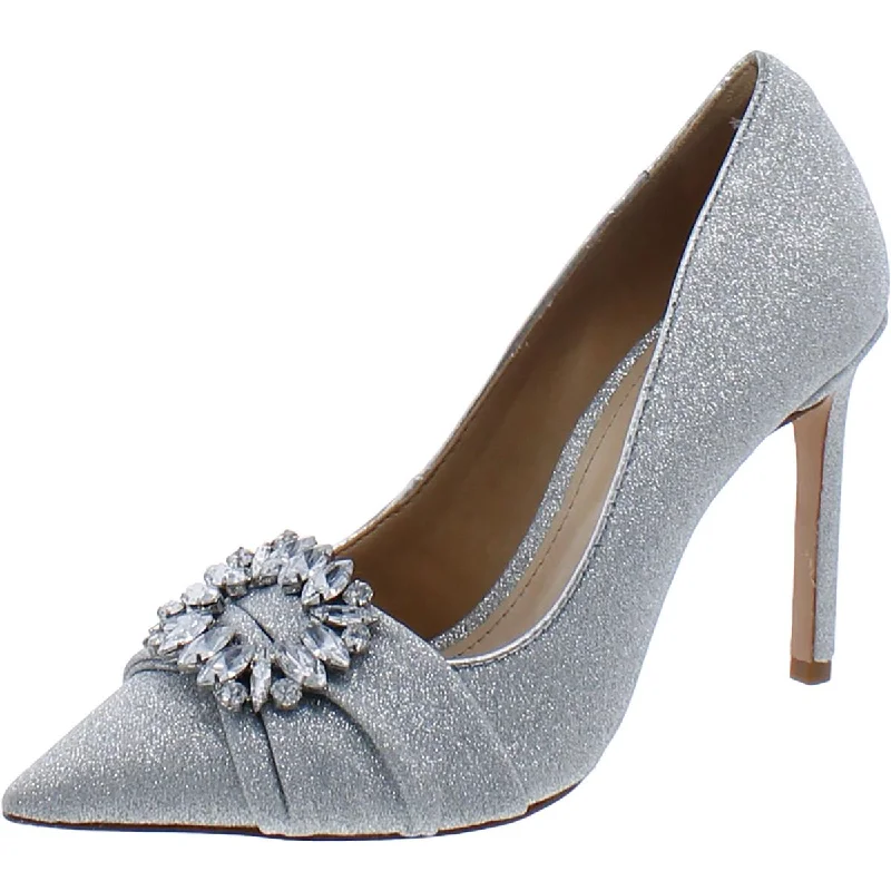 Affordable Rhinestone Pumps for a Dazzling Look---Womens Faux Leather Rhinestone Pumps