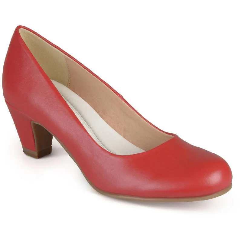 Luu-M Womens Faux Leather Round Toe Pumps---Comfortable Leather Pumps for Office and Everyday Wear