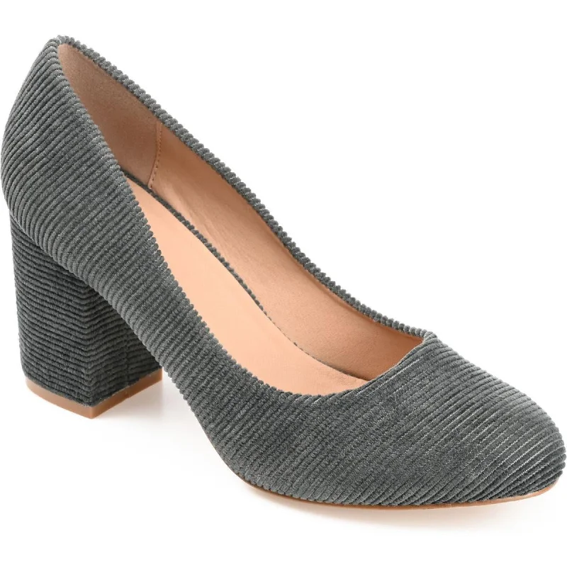 Durable Corduroy Heels with Soft Padding--Fai Womens Corduroy Slip On Block Heels