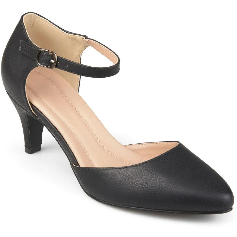 Womens Faux Leather Closed Toe Heels---Comfortable Leather Pumps for Office and Everyday Wear