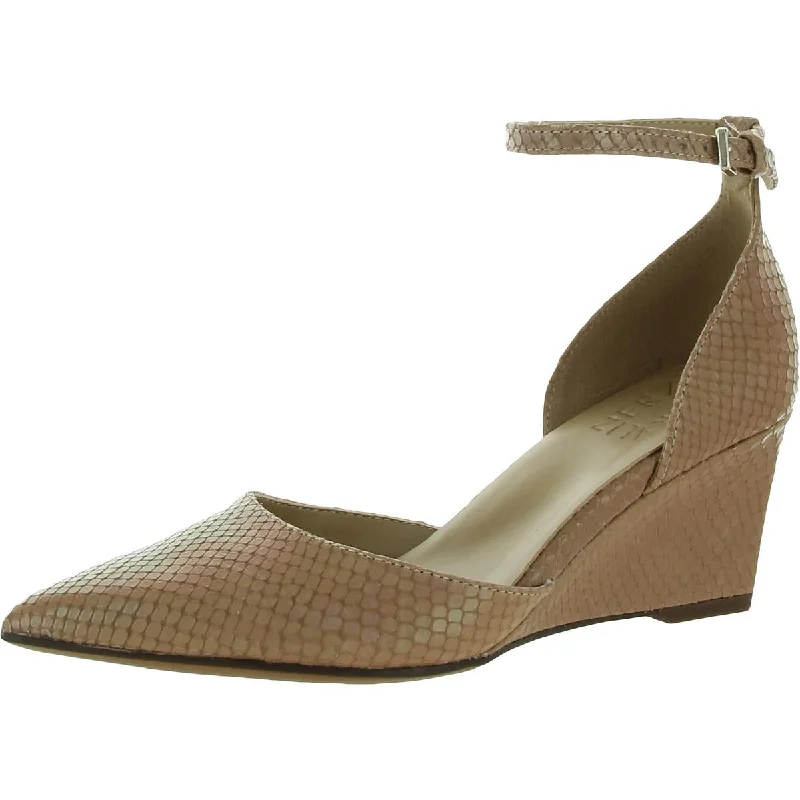 Danae Womens Leather Iridescent Wedge Heels---Comfortable Leather Pumps for Office and Everyday Wear