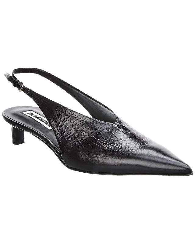 Fashionable Leather Slingback Pumps for Casual Wear--Jil Sander Leather Slingback Pump