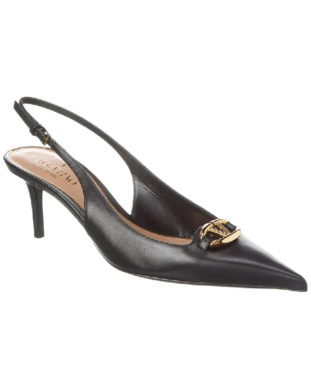 Fashionable Leather Slingback Pumps for Casual Wear--Valentino Vlogo 60 Leather Slingback Pump