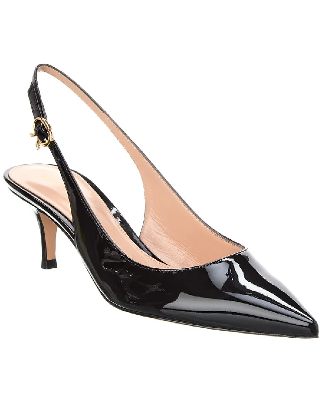 Sleek and Shiny Patent Pump Heels for a Polished Look--Gianvito Rossi Ribbon Sling 55 Patent Slingback Pump