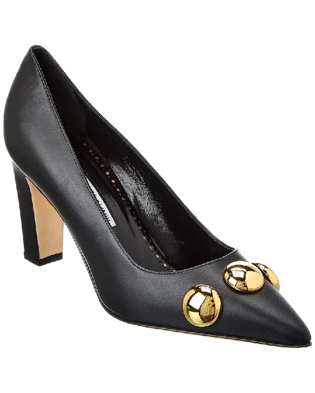 Manolo Blahnik Chappa 90 Leather Pump---Comfortable Leather Pumps for Office and Everyday Wear