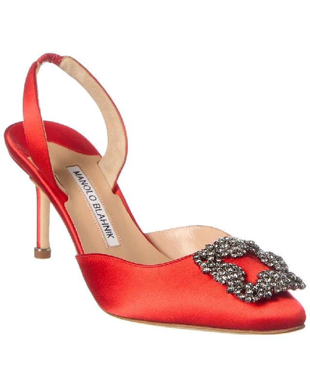 Manolo Blahnik Hangisli 70 Satin Slingback PumpAffordable Satin Heels with a Luxe Touch