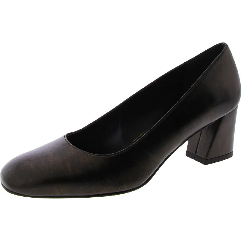 Womens Leather Square Toe Pumps---Durable Square Toe Block Heels for Everyday Use