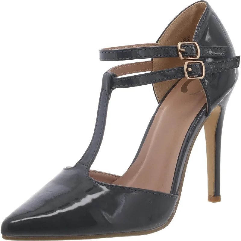 Sleek and Shiny Patent Pump Heels for a Polished Look--Womens Patent T-Strap Ankle Strap