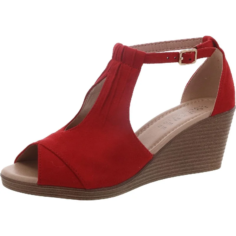 Stylish Ankle Strap Heels for Women--Womens Faux Suede Ankle Strap Wedge Heels