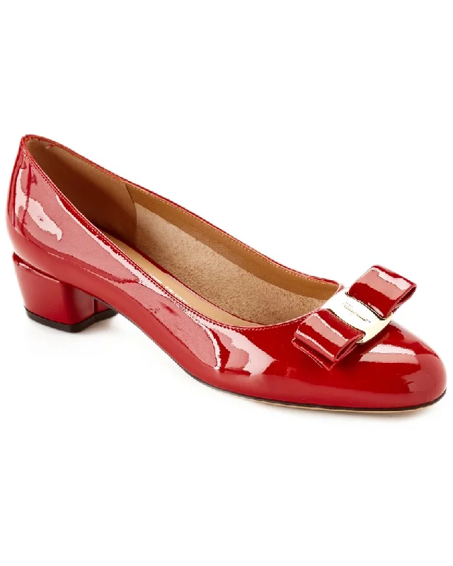 Sleek and Shiny Patent Pump Heels for a Polished Look--Ferragamo Vara Patent Pump