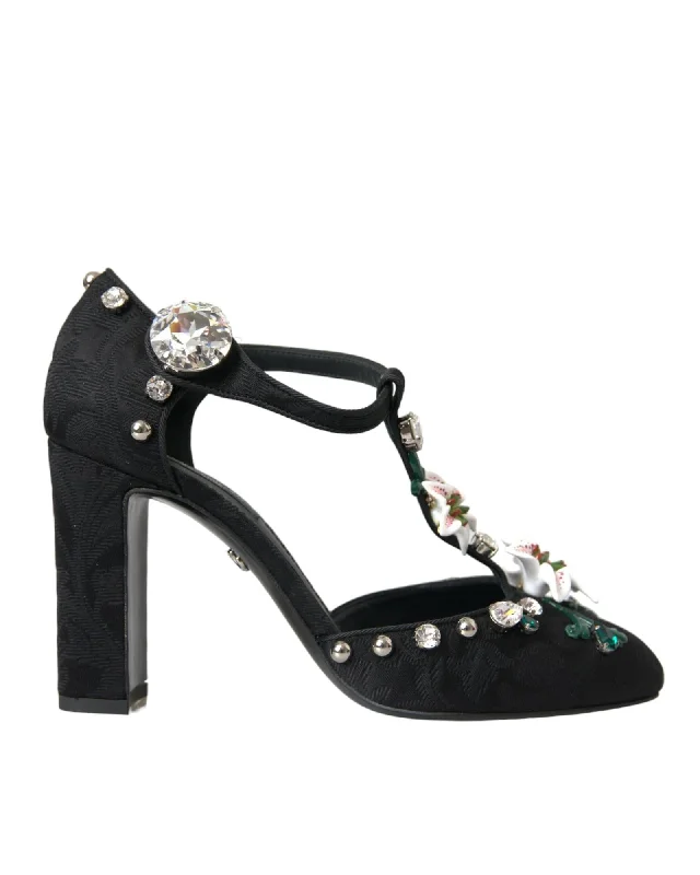 Dolce & Gabbana Floral Embellished Crystal Heel Pumps---Chic Embellished Pumps for a Glamorous Look