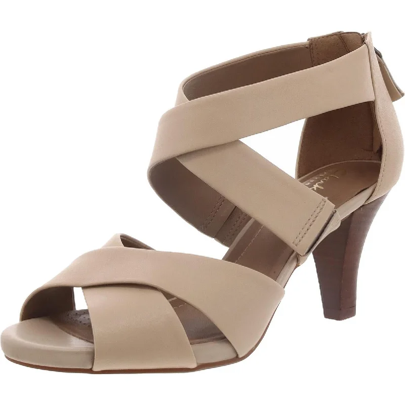 Florine Sashae Womens Leather Cross Front Heels---Comfortable Leather Pumps for Office and Everyday Wear