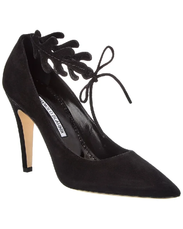 Affordable Suede Ankle Pumps for All-Day Wear--Manolo Blahnik Florettehi 105 Suede Pump