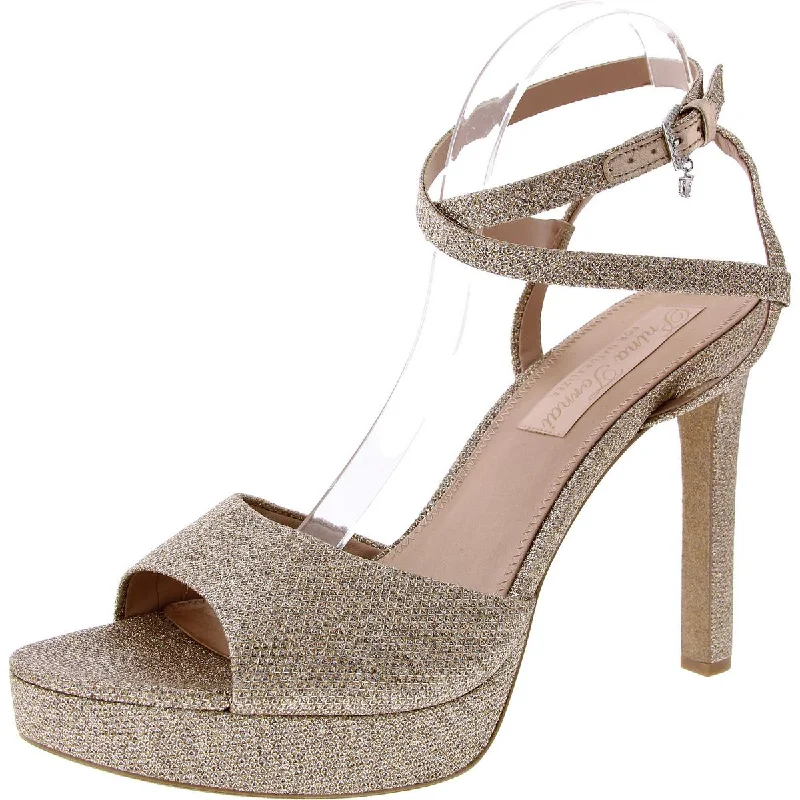 Stylish Ankle Strap Heels for Women--Ai Womens Metallic Ankle Strap Heels