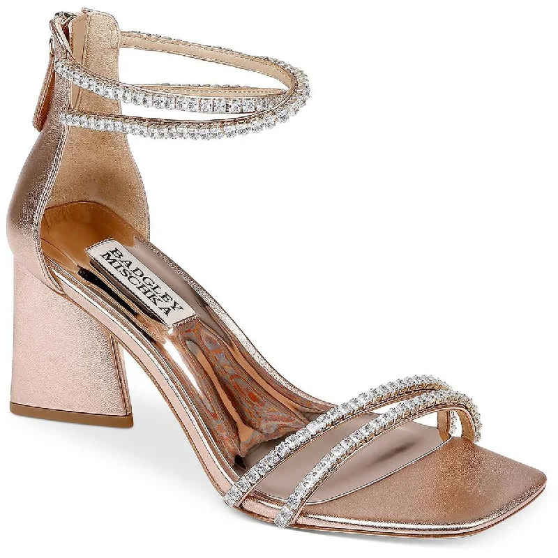 LILLIE Womens Metallic Square toe Heels---Durable Square Toe Block Heels for Everyday Use