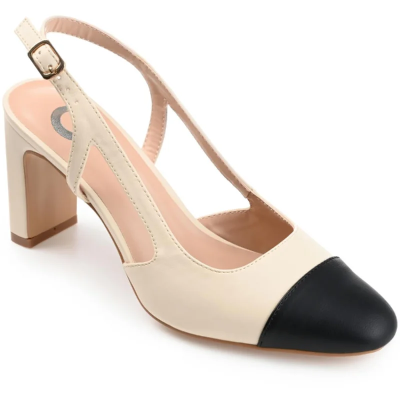 Fashionable Leather Slingback Pumps for Casual Wear--REIGNN Womens Faux Leather Slingback Pumps