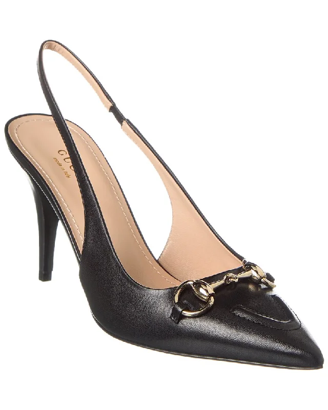 Fashionable Leather Slingback Pumps for Casual Wear--Gucci Horsebit Leather Slingback Pump