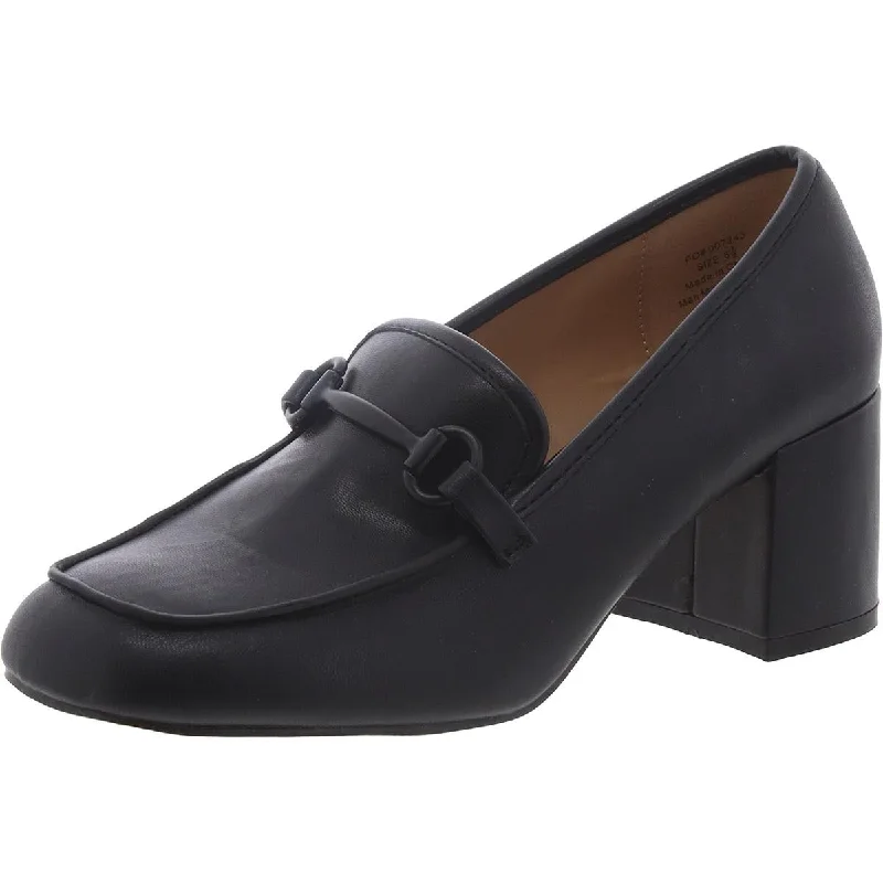 Trendy Chunky Heel Pumps for Casual Wear--NYSAA Womens Faux Leather Horse bit Loafer Heels