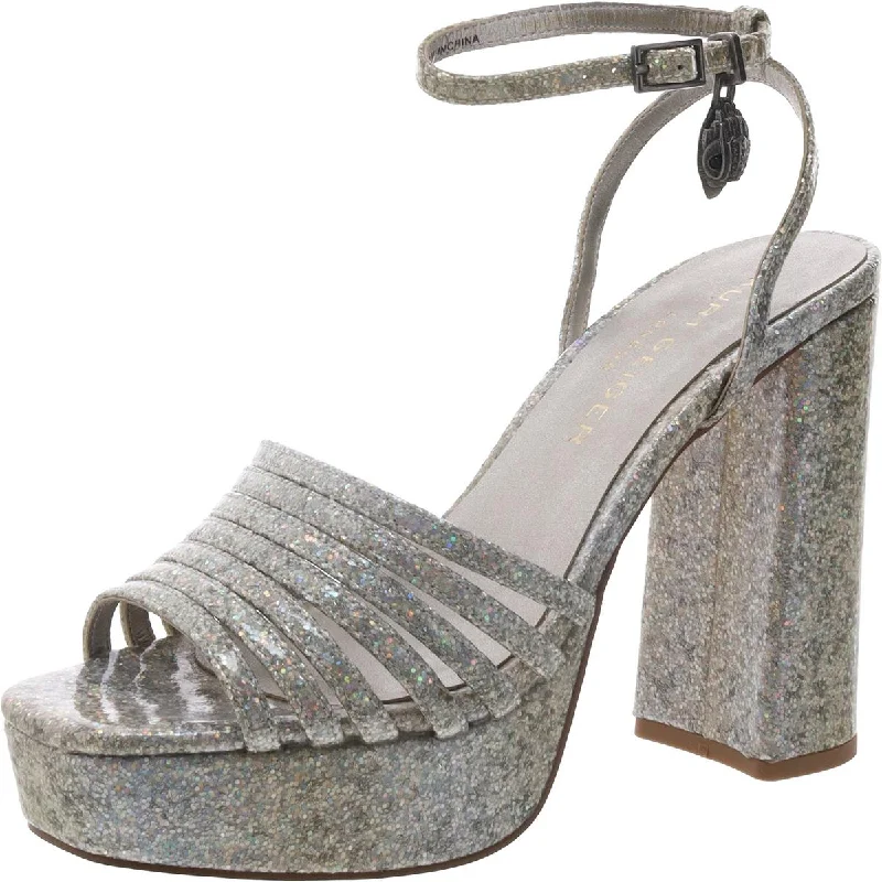 Stylish Ankle Strap Heels for Women--Pierra Womens Metallic Ankle Strap Heels