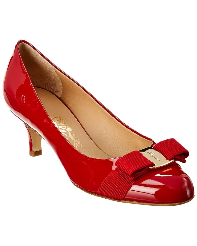 Sleek and Shiny Patent Pump Heels for a Polished Look--Ferragamo Carla Patent Pump