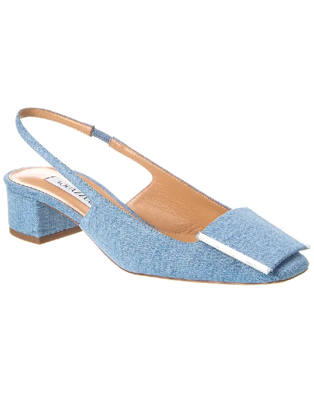 Aquazzura Shibuya 35 Denim Slingback Pump---Chic Denim Fabric Heels for a Unique Look