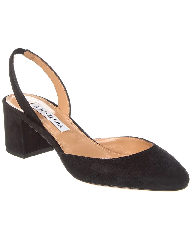 Affordable Suede Ankle Pumps for All-Day Wear--Aquazzura Talita 50 Suede Slingback Pump